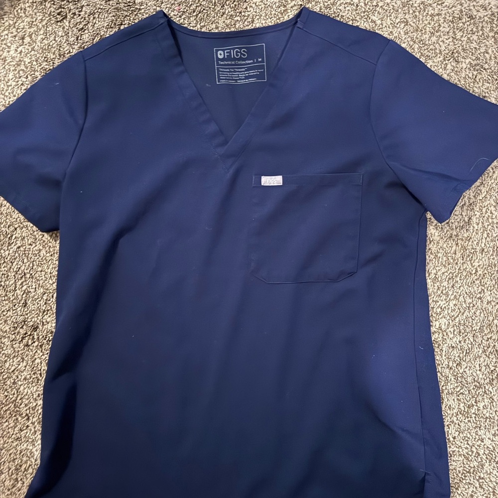 Figs Deep Blue V-Neck Scrub Top
